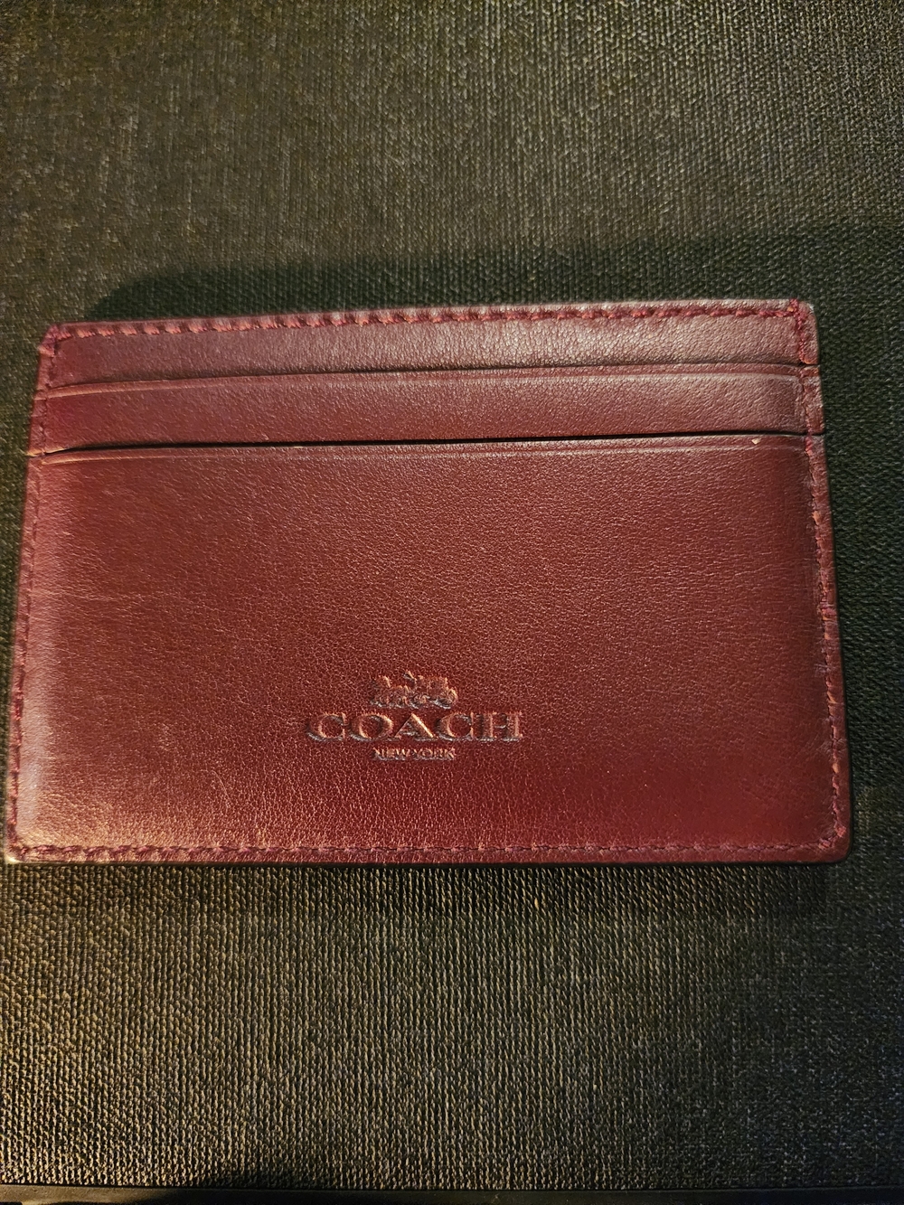 Coach Leather Card Case - Burgundy